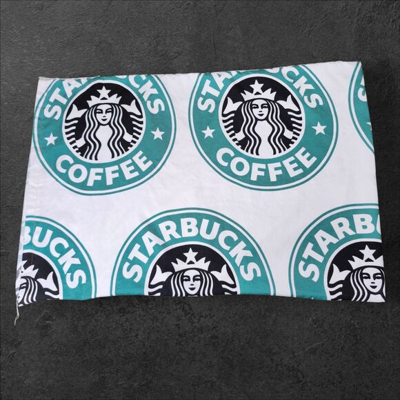 Starbucks Logo Pillowcase Coffee Decor Vintage Green White Siren Collectible - Picture 1 of 5